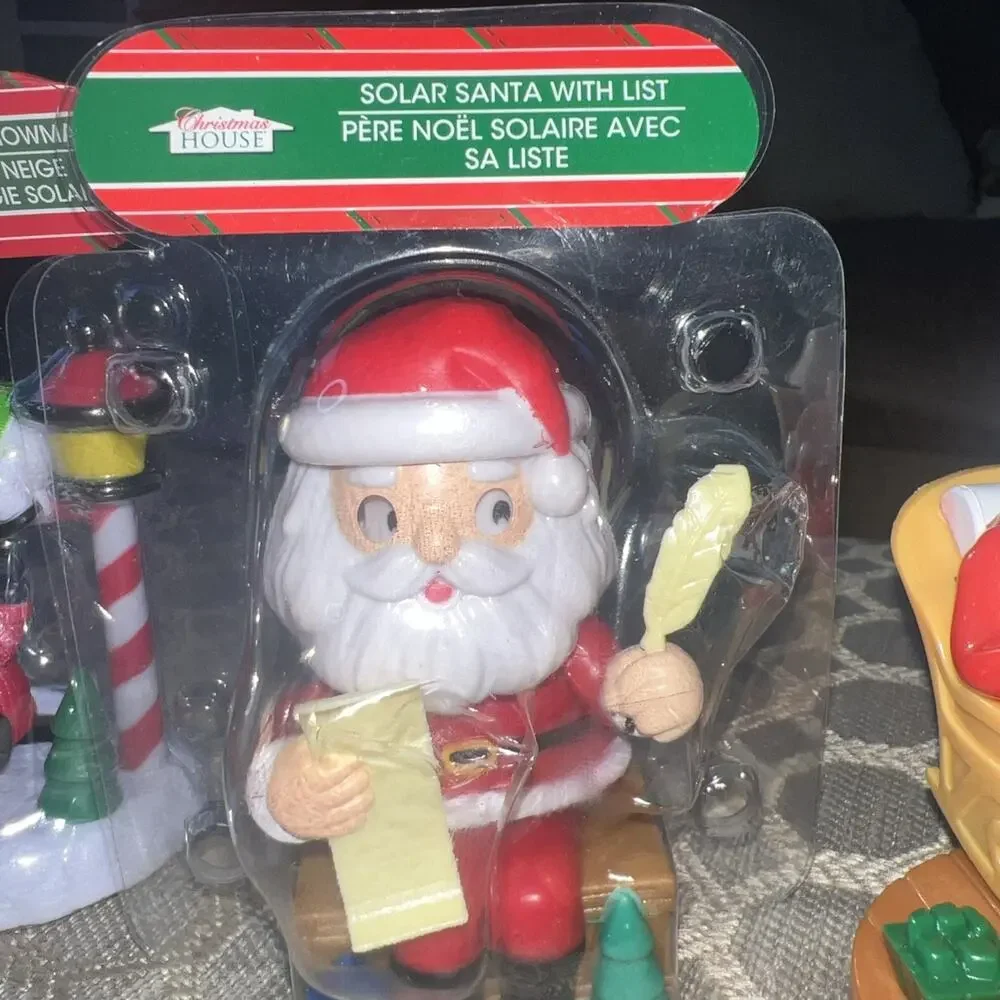 HOLIDAY Themed solar powered dashboard dancers Lot 4- Santa w List, Snowman, Elf